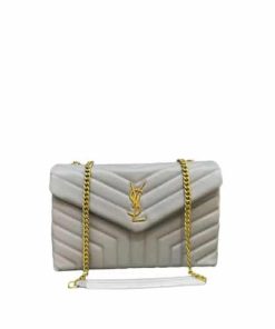 Saint Laurent Loulou Medium Chain Bag In Matelasse Y Leather Gray