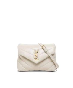 Saint Laurent Loulou Toy Strap Bag In Quilted Y Leather White