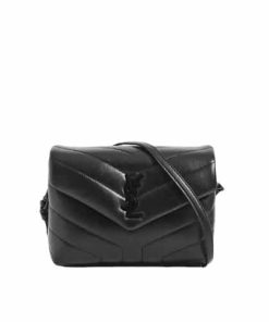 Saint Laurent Loulou Toy Strap Bag In Quilted Y Leather With Black Hardware