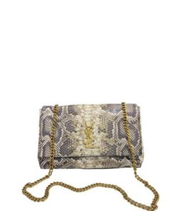 Saint Laurent Kate Medium Reversible Chain Bag In Suede And Smooth Leather Snake Print