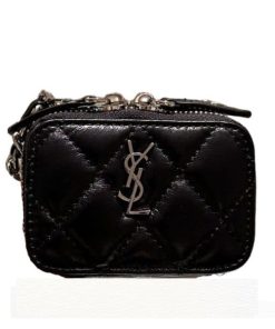 Saint Laurent Quilted Mini Bag With Zip Black 12Cm