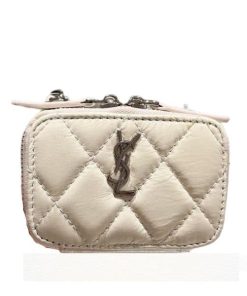 Saint Laurent Quilted Mini Bag With Zip White 12Cm