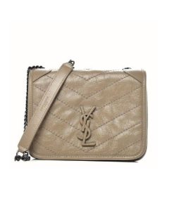 Saint Laurent Niki Vintage Leather Chain Wallet Beige 19Cm