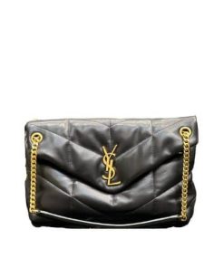 Saint Laurent Puffer Medium Chain Bag In Quilted Lambskin Gold Toned Metal