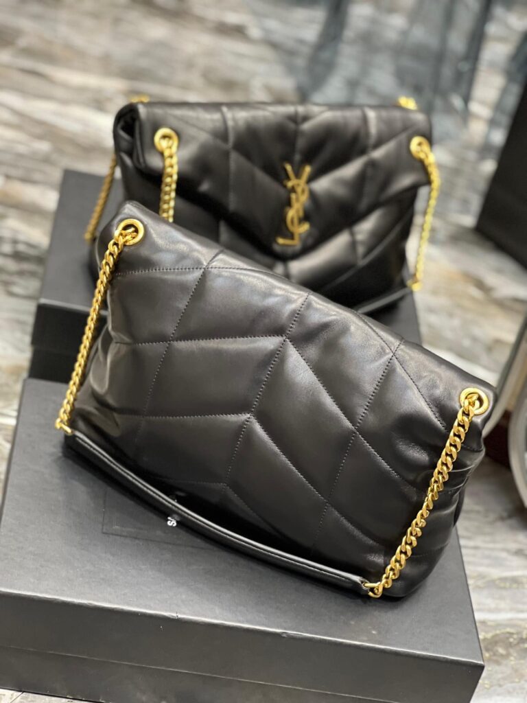 Saint Laurent Puffer Medium Chain Bag In Quilted Lambskin Gold Toned Metal - Image 6