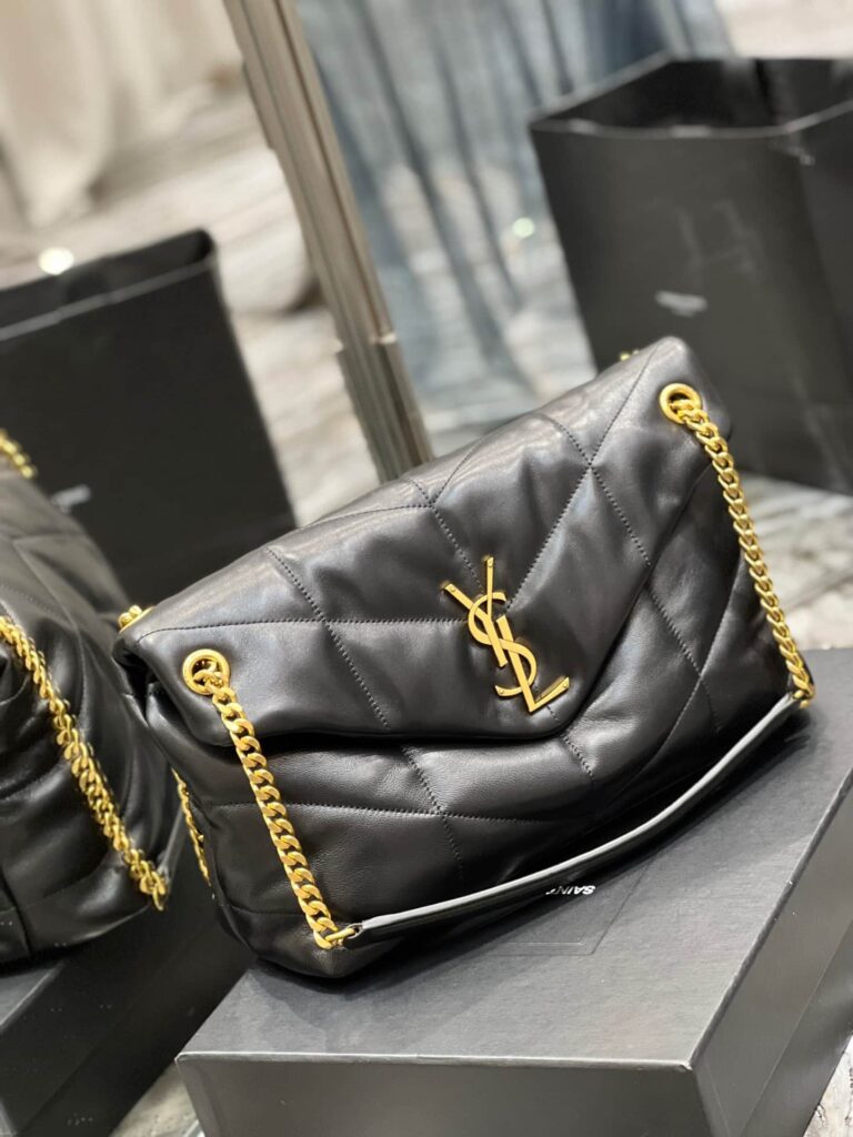 Saint Laurent Puffer Medium Chain Bag In Quilted Lambskin Gold Toned Metal - Image 5