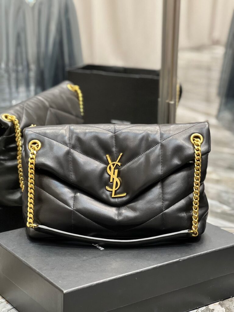 Saint Laurent Puffer Medium Chain Bag In Quilted Lambskin Gold Toned Metal - Image 2