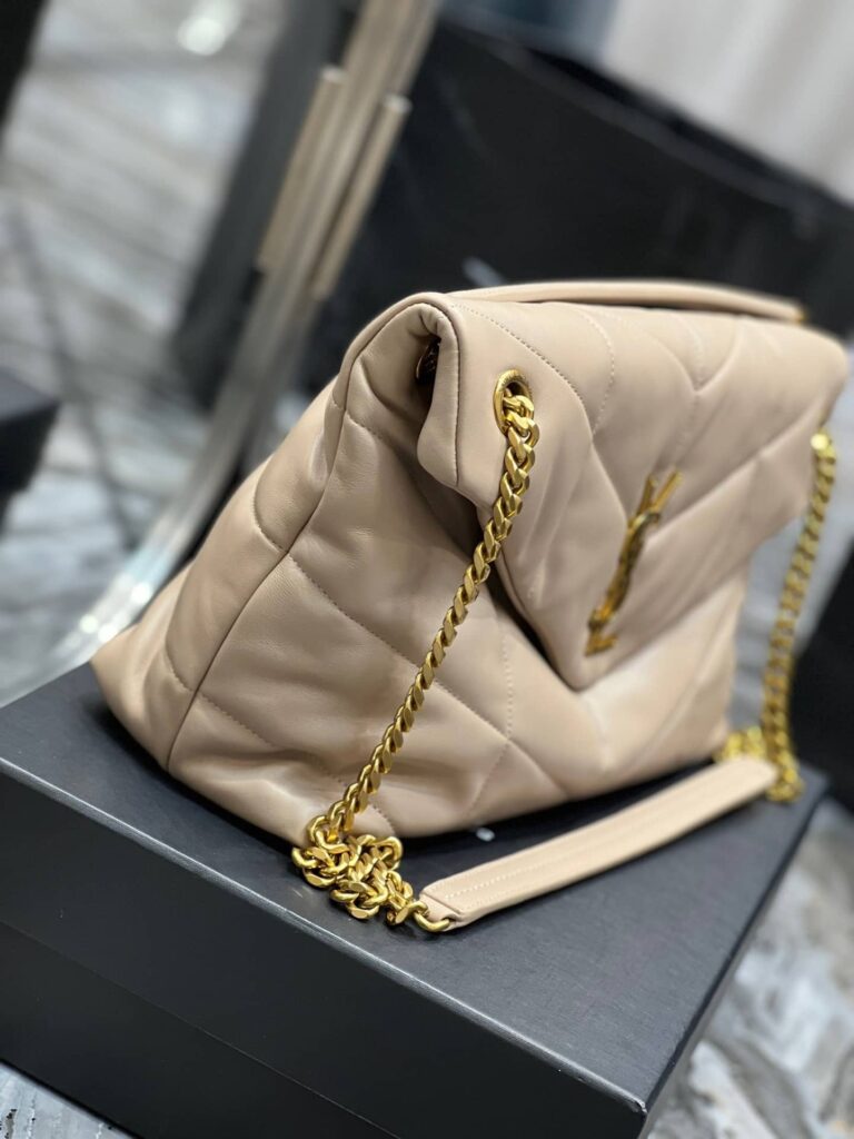 Saint Laurent Puffer Medium Chain Bag In Quilted Lambskin Beige - Image 3