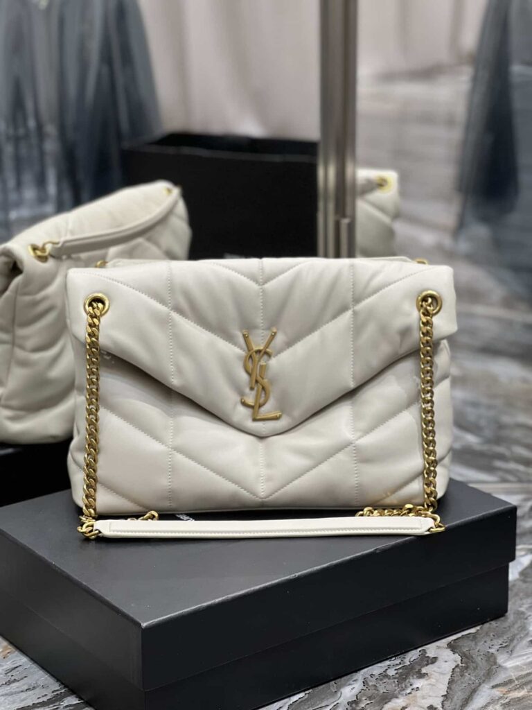 Saint Laurent Puffer Medium Chain Bag In Quilted Lambskin Blanc Vintage 5774751El079207 - Image 6