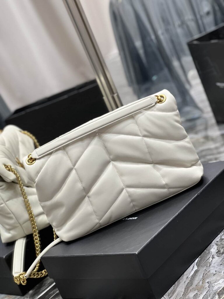 Saint Laurent Puffer Medium Chain Bag In Quilted Lambskin Blanc Vintage 5774751El079207 - Image 7