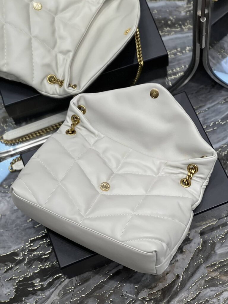 Saint Laurent Puffer Medium Chain Bag In Quilted Lambskin Blanc Vintage 5774751El079207 - Image 2