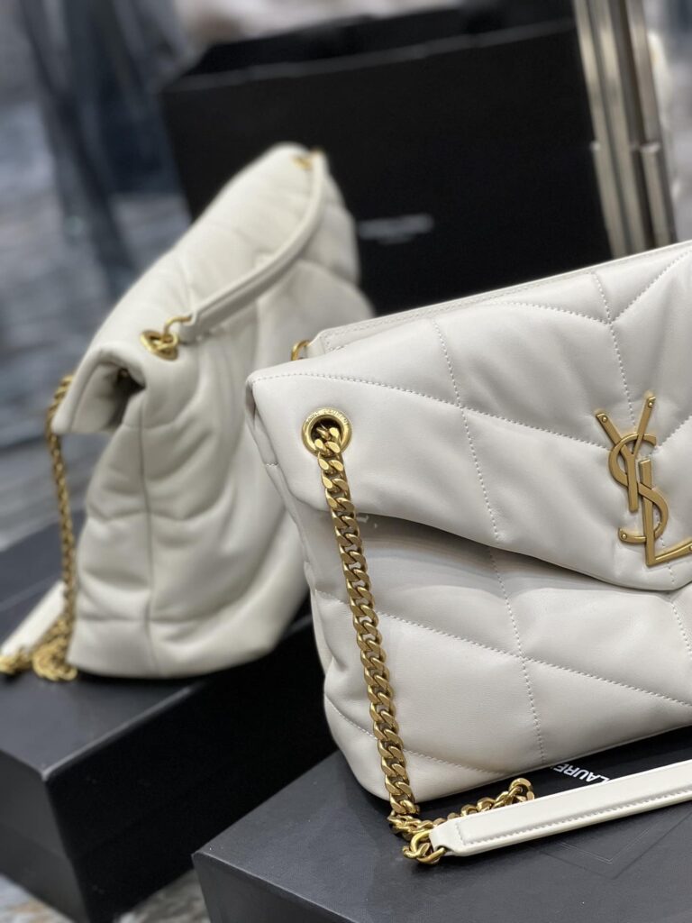 Saint Laurent Puffer Medium Chain Bag In Quilted Lambskin Blanc Vintage 5774751El079207 - Image 3