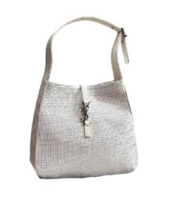 Saint Laurent Le 5 A 7 Supple Hobo Bag White 27Cm