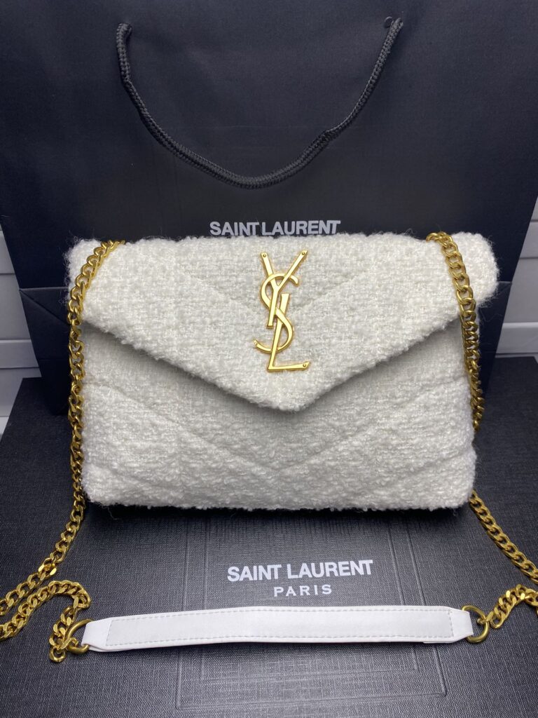 Saint Laurent Small Loulou Boucle Bag White 23Cm - Image 9