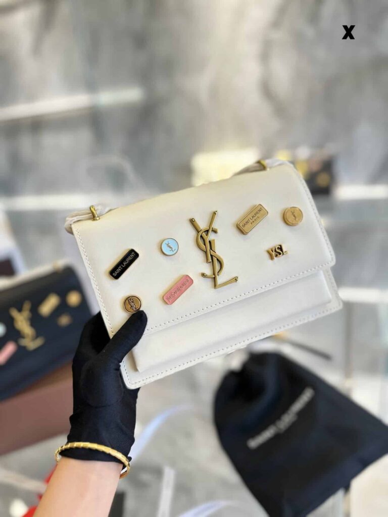 Saint Laurent Sunset Chain Bag In Smooth Leather With Sticker White 22Cm - Image 4