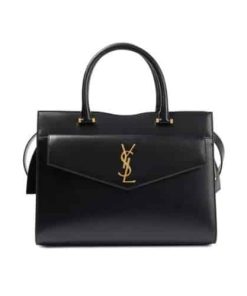 Saint Laurent Uptown Medium Leather Tote Bag Black 31Cm