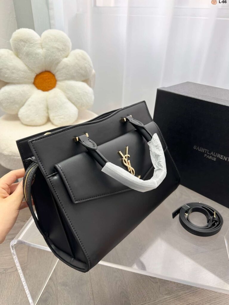 Saint Laurent Uptown Medium Leather Tote Bag Black 31Cm - Image 7