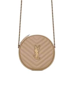 Saint Laurent Vinyle Round Camera Bag In Chevron Quilted Grain De Poudre Embossed Leather 18Cm 6104361Gf072721