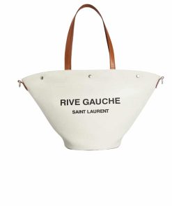 Saint Laurent Rive Gauche Shopping In Canvas White 50Cm