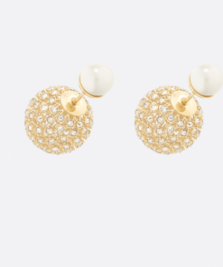 Dior Tribales Earrings Gold Metal And White Resin Pear E2061Womrs_D301