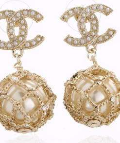 Chanel Gold Caged Pearl Earrings