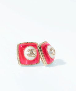 Chanel Cc Earrings Red