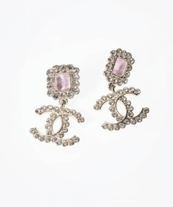 Chanel Cc Earrings Strass Pink