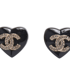 Chanel Heart Black Earrings