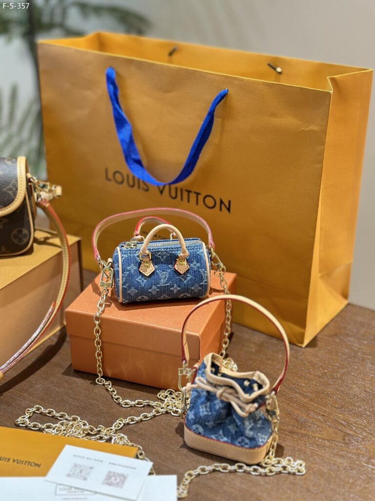 Louis Vuitton Micro Noe Bag Charm Monogram Denim Blue 10Cm M01700 - Image 6