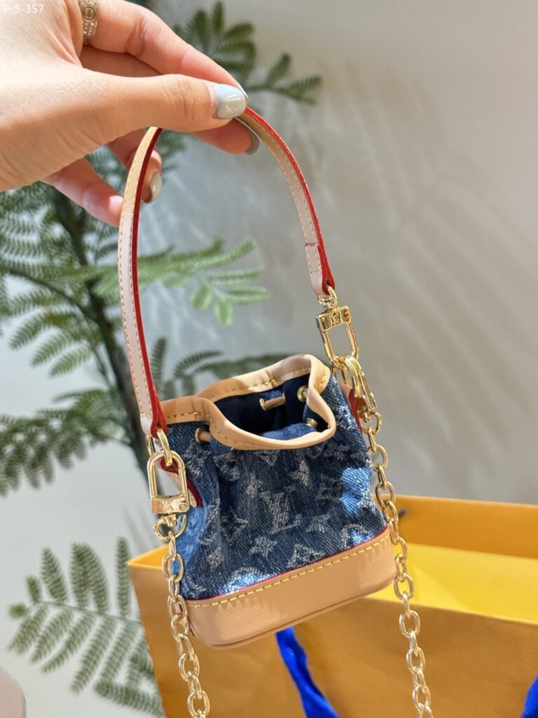 Louis Vuitton Micro Noe Bag Charm Monogram Denim Blue 10Cm M01700 - Image 3