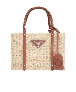 Prada Two Tone Woven Tote Bag In Multi Natural 28Cm 1Bg336Vzoo2Djd