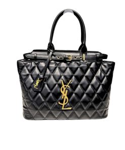 Saint Laurent Calfskin Leather Handbag Black 33Cm