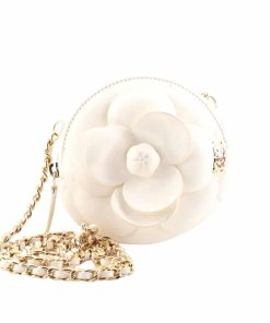 Chanel Camellia Clutch With Chain White 12Cm