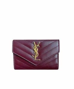 Saint Laurent Cassandre Matelassé Small Envelope Wallet In Grain De Poudre Leather 11Cm