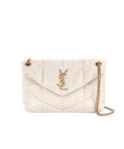Saint Laurent Loulou Puffer Small Shoulder Bag In Soft Cream 28Cm
