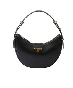 Prada Arqué Leather Shoulder Bag Black 23Cm 1Bc194 Ask F0002 V Ooo