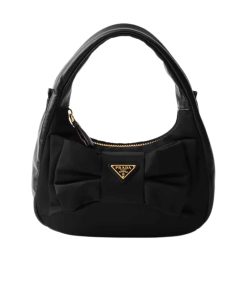 Prada Re Nylon And Nappa Leather Mini Bag With Bow Black 20Cm 1Bc241 Rp0C F0002 V Oxo