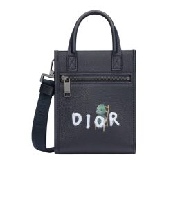 Dior And Otani Safari North South Mini Tote Bag Navy Blue 19Cm 2Esws017Dry H509