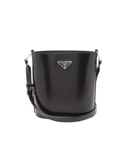 Prada Spazzolato Bucket Bag Black 17Cm
