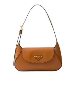 Prada Triangle Logo Shoulder Bag Caramel 24Cm