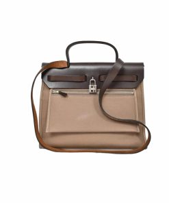 Hermes Toile Herbag Zip Tote Bag Dark Brown 31Cm