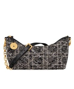 Dior Diorstar Hobo Bag With Chain Black Tweed 22Cm S3202Udio M197