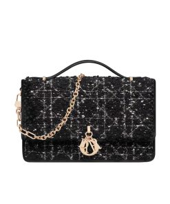 Dior Miss Dior Bag Black Cannage Tweed 24Cm