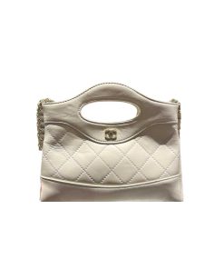 Chanel 24C Mini 31 Clutch With Chain Shiny Calfskin White 24Cm