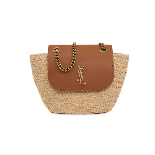 Saint Laurent Mini Manon In Raffia And Aged Vegetable Tanned Leather Naturel 23Cm 774269Gaaed9051