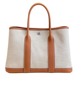 Hermes Garden Party 30 Handbag Canvas Orange 30Cm