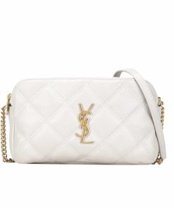 Saint Laurent Mini Becky Double Zip Bag White 20Cm