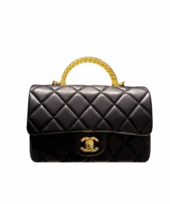 Chanel Wallet On Chain Lambskin And Resin With Gold Tone Metal Black 20Cm