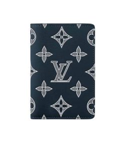 Louis Vuitton Pocket Organizer Monogram Calfskin Navy Blue 7Cm M83378