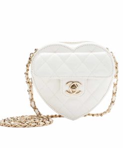 Chanel Heart Clutch With Chain White Ap2784